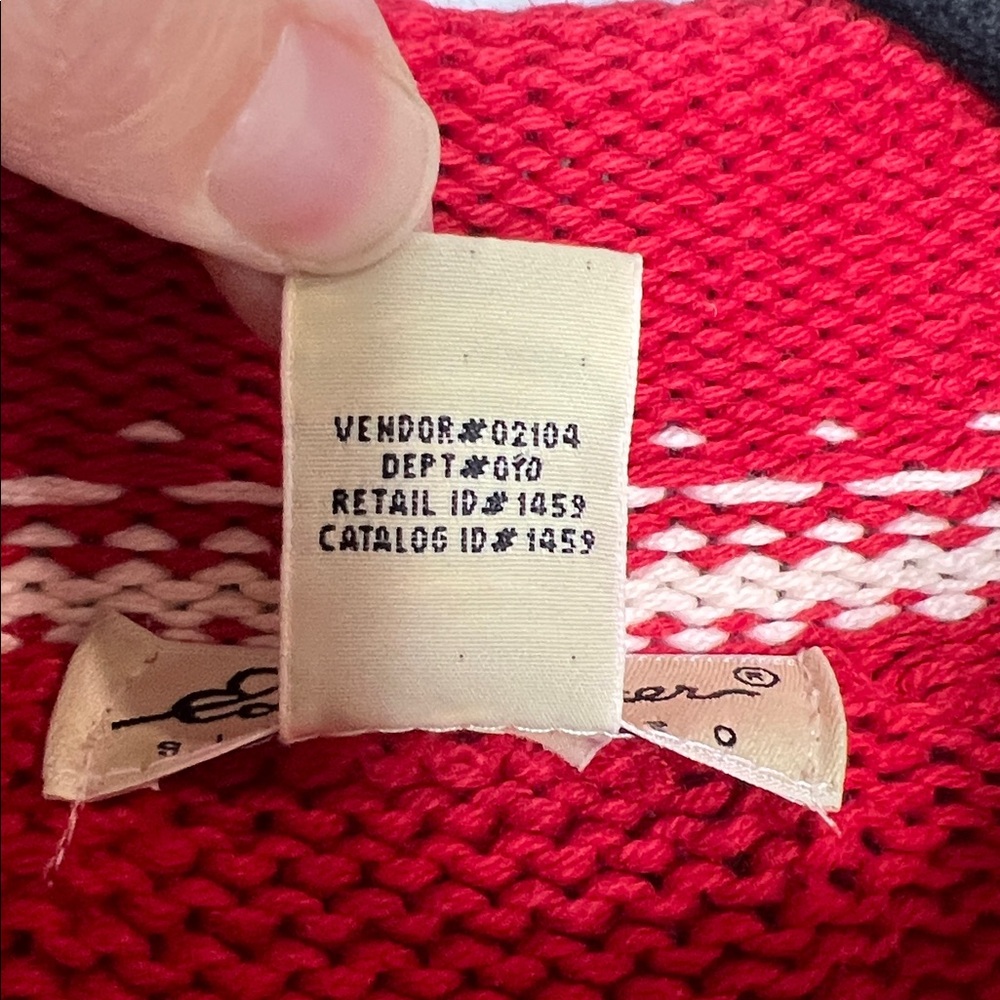 Vintage Eddie Bauer 100% Cotton Nordic Red and White Sweater size Small - Picture 7 of 11